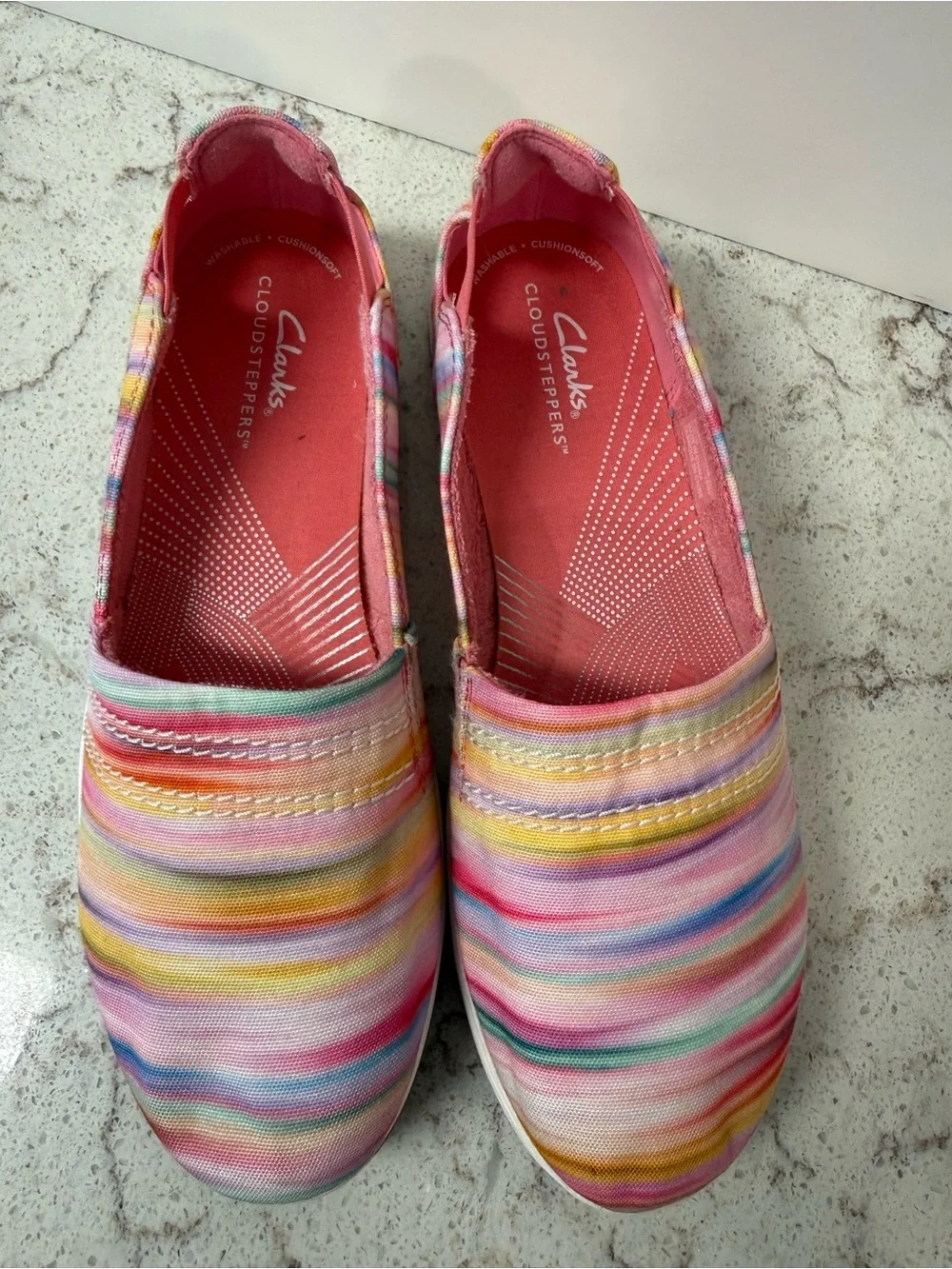 Clarks Cloudsteppers Breeze Step II Women’s Size 8 Rainbow Stripe Slip-On Shoes